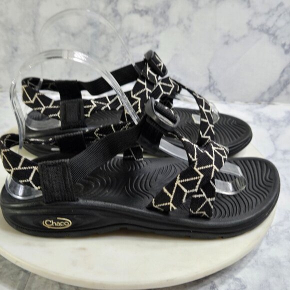 Chaco Z/Volv Sandals Women 7 Penrose Black Geometric Hiking Adjustable Gorpcore - Picture 4 of 9